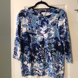 Chico’s printed 3/4 split sleeve top